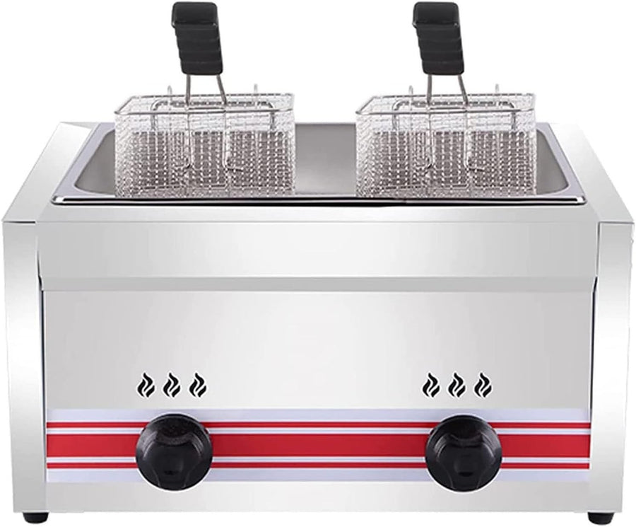 LPG Gas Deep Fryer 20L Stainless Steel Countertop Single Tank