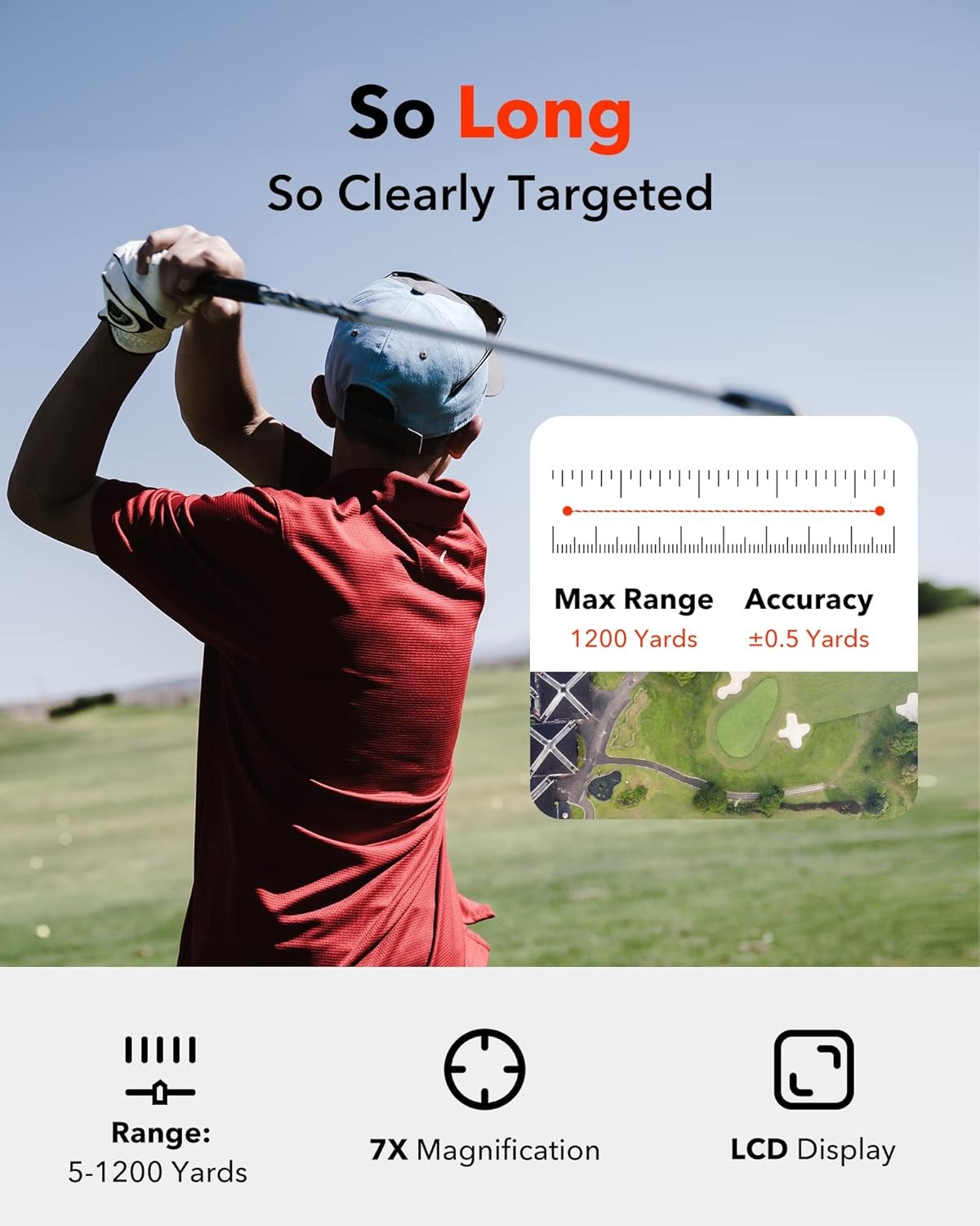 Golf Range Finder 1200 Yards Slope Lock Vibration Rechargeable
