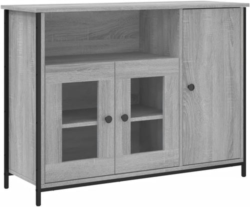 Modern Grey Sideboard Cabinet Storage Unit with Doors Shelves 100cm
