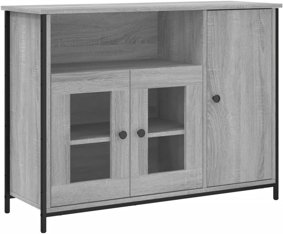 Modern Grey Sideboard Cabinet Storage Unit with Doors Shelves 100cm