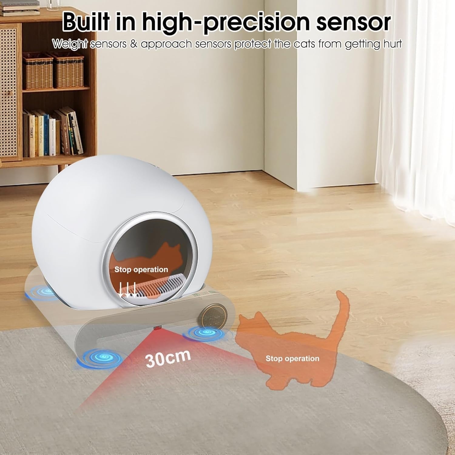 Self Cleaning Cat Litter Box App Control 65L Smart Auto Multi Cat