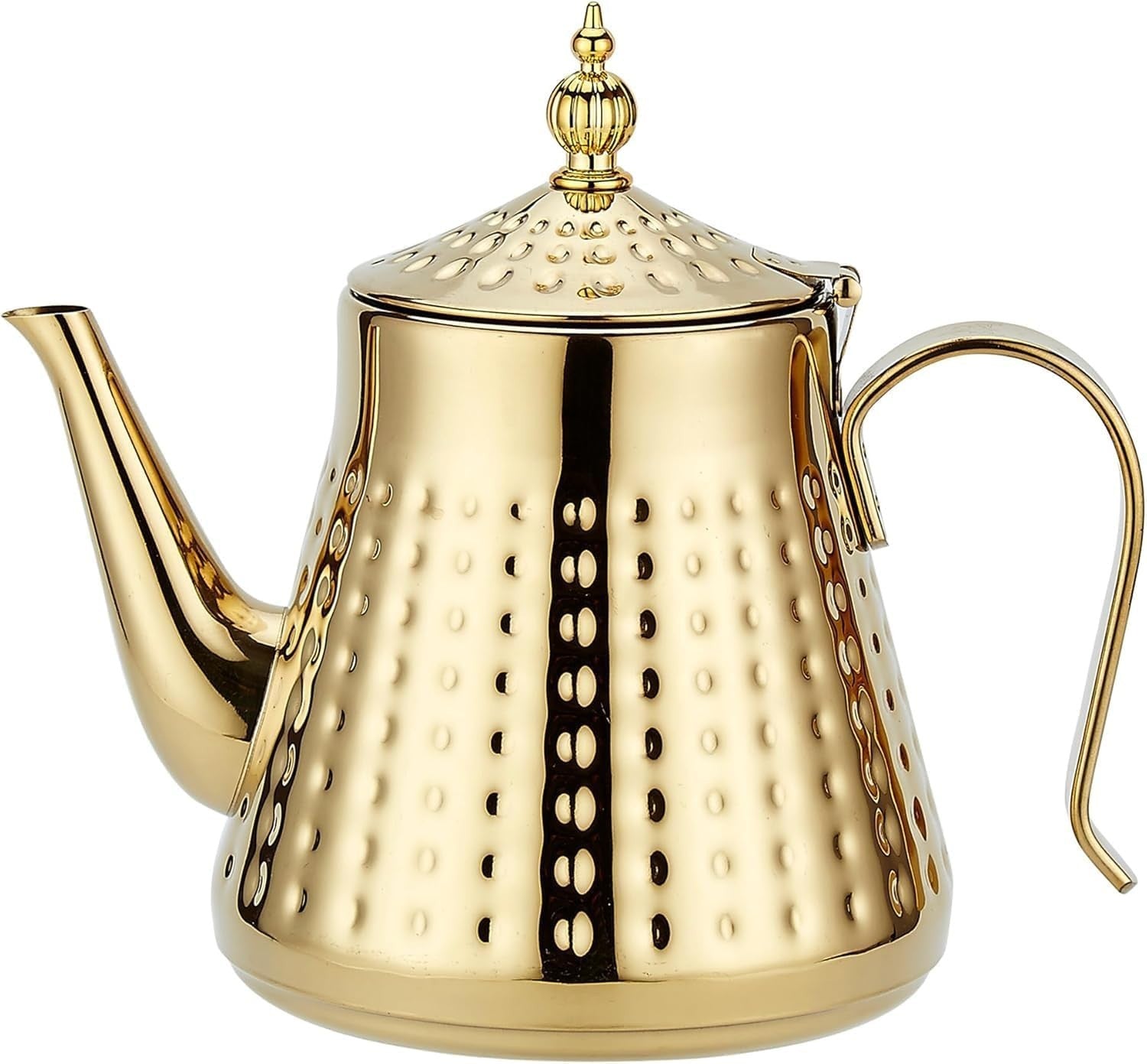 1.2L Gold Stainless Steel Teapot with Infuser Hammered Tea Pot 5 Cup