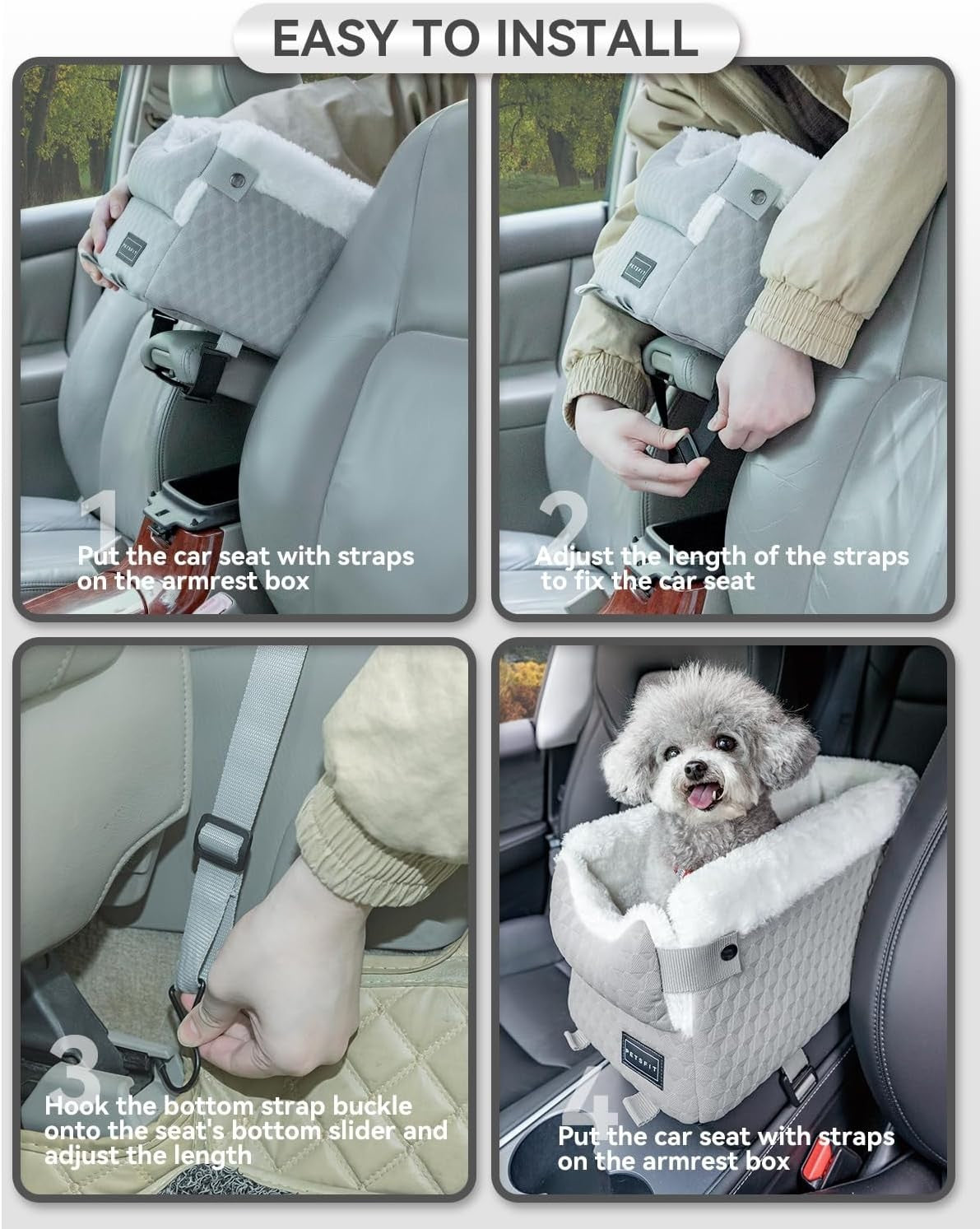 Center Console Dog Car Seat Safety Tether Booster Bed Small Pets 6kg