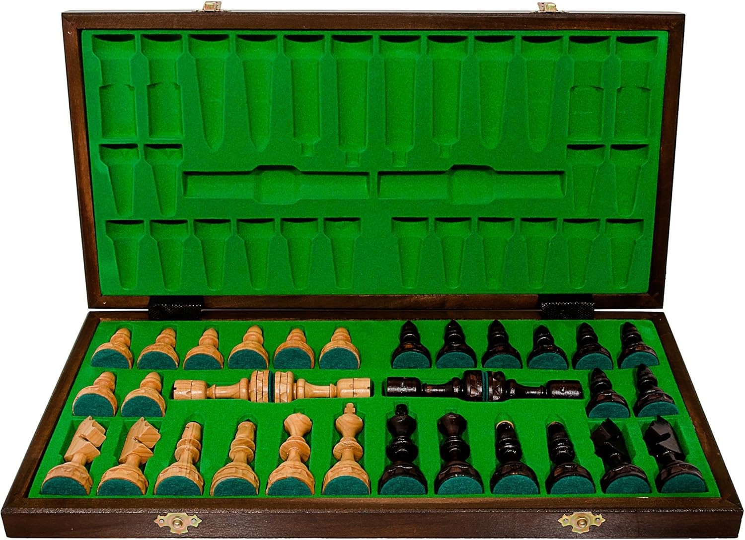 48cm Luxury Wooden Chess Set – Handcrafted Burned Board & Clear Readable Pieces