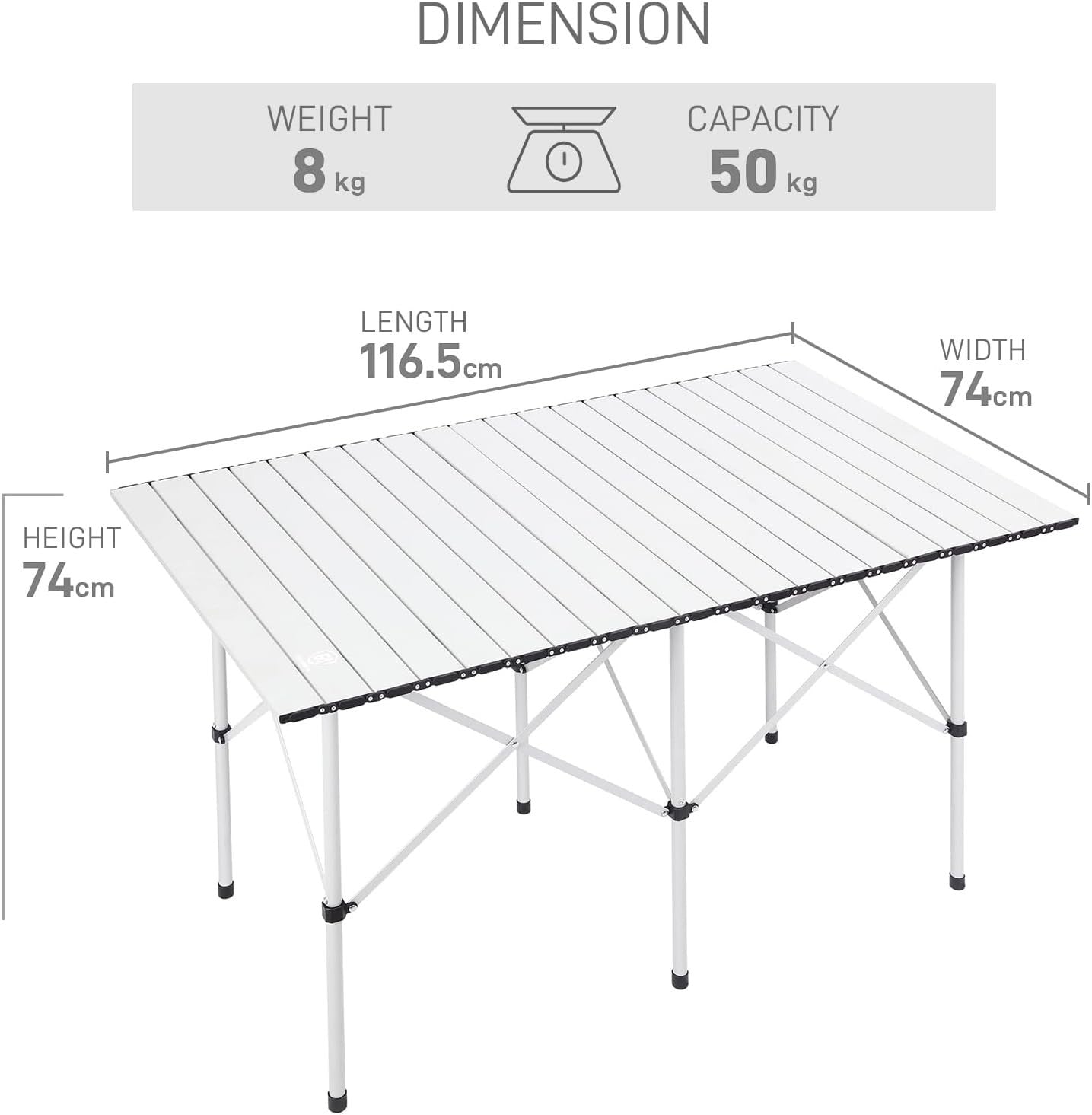 Compact 4ft Folding Camping Table Aluminum Roll-Up for Outdoor Picnic