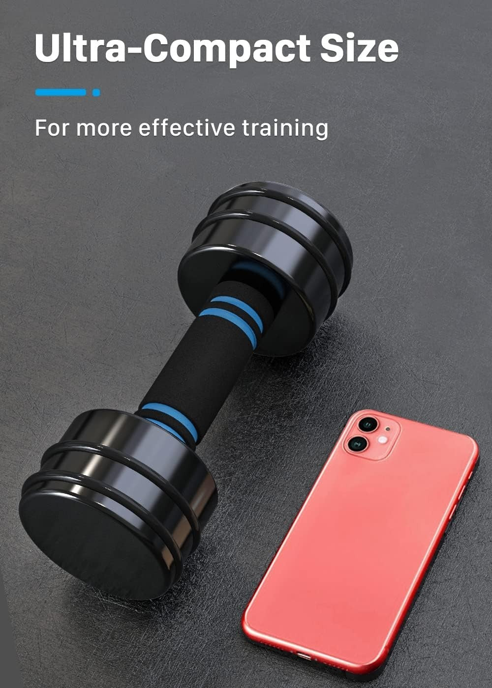 Ultra Compact Adjustable Steel Dumbbells 5KG Pair Foam Grip Home Gym