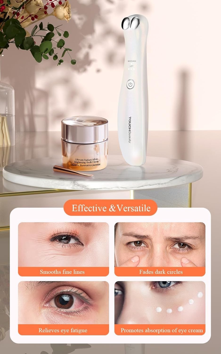 EMS Heated Eye Massager Microcurrent Fine Line Puffiness Relief