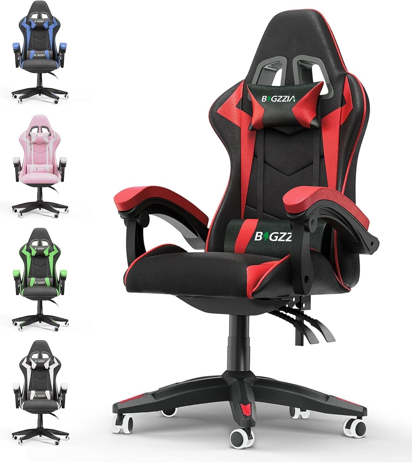Ergonomic Gaming Chair Swivel Office Chair w/ Lumbar & Headrest Red