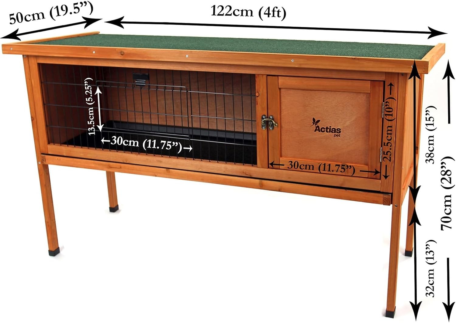 Large Wooden Rabbit Hutch Outdoor Raised 4ft Guinea Pig Cage