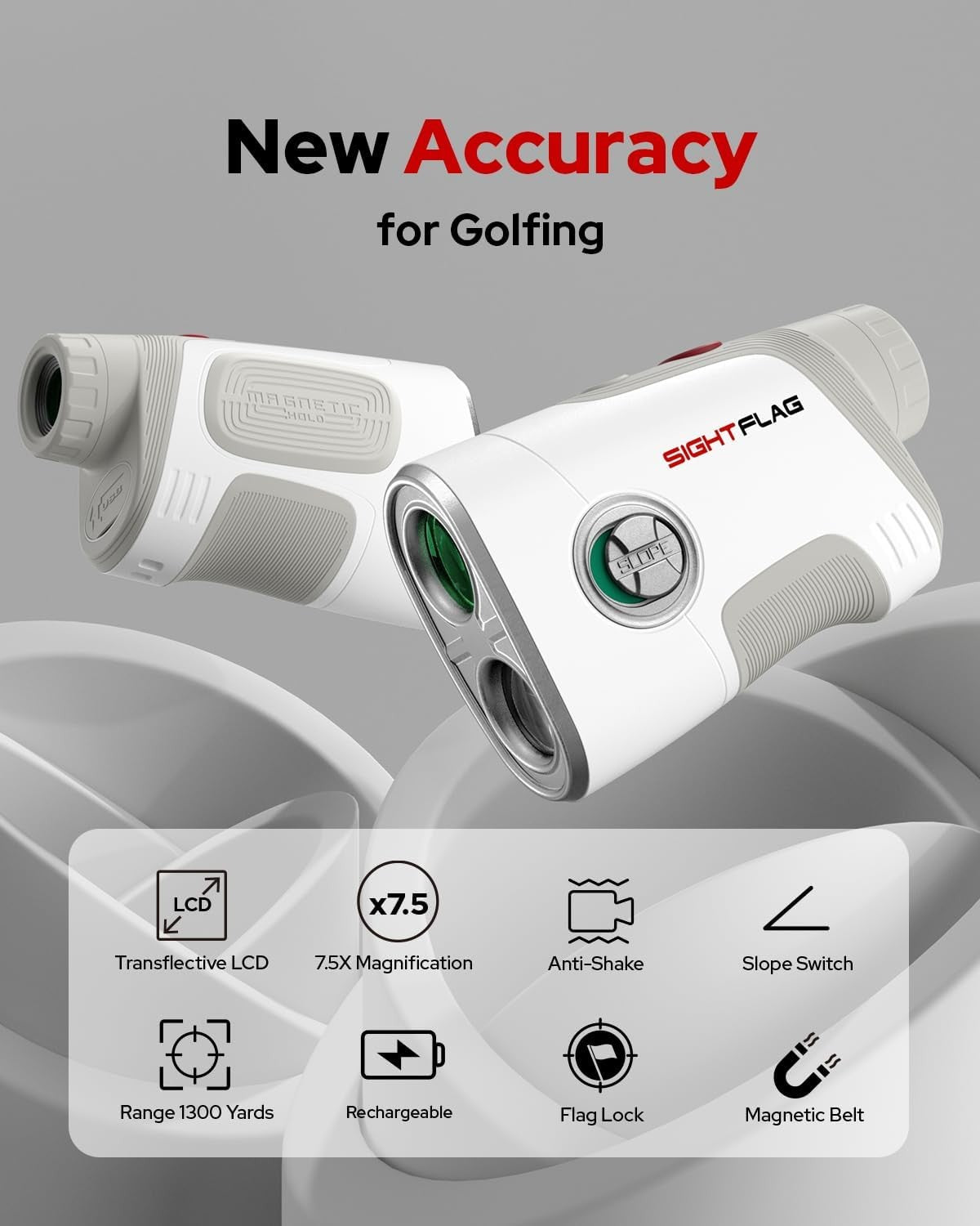 Golf Rangefinder 1300Y Slope 7.5X Rechargeable Flag Vibration