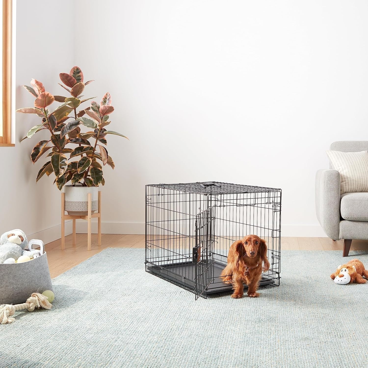 Foldable Medium Metal Dog Crate Cage with Tray – Secure Indoor Kennel 76cm