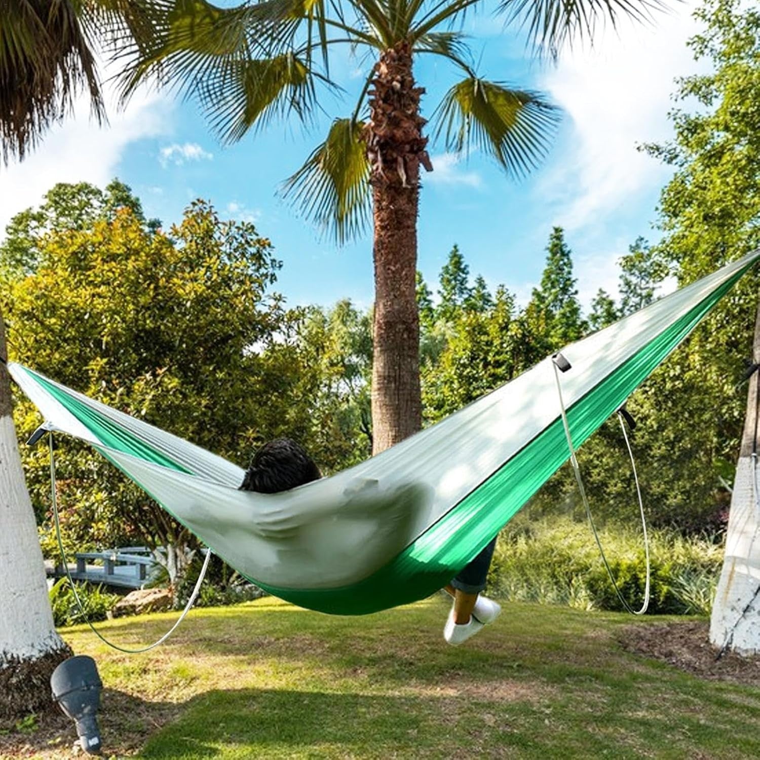 Portable Camping Hammock Double Single Parachute Lightweight with Tree Straps