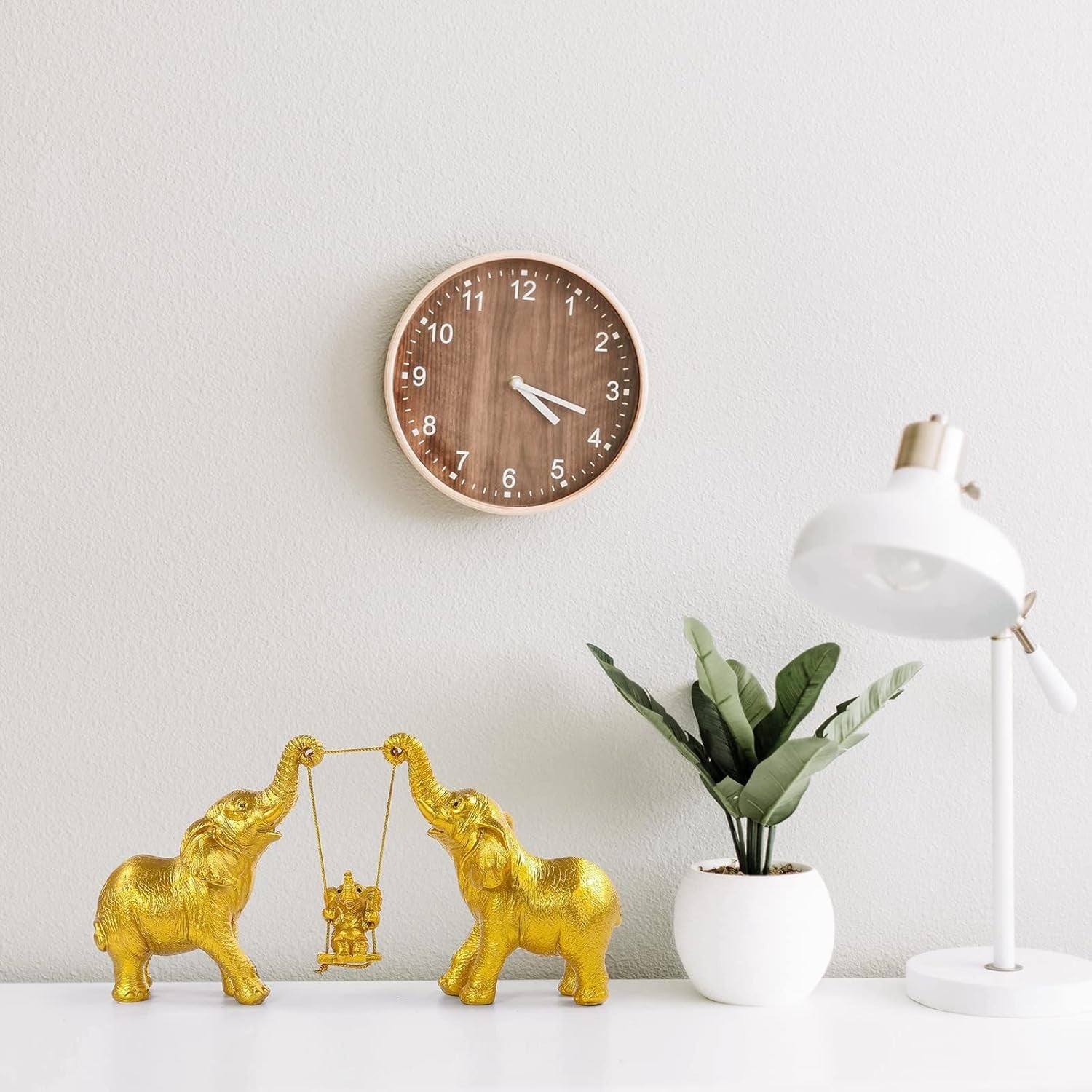 Gold Elephant Figurine Set Good Luck Resin Home Decor Centerpiece Gift