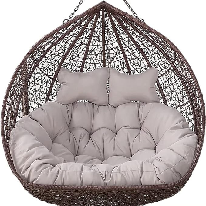 2 Seater Egg Chair Cushion Waterproof Thick Swing Seat Pad 150x110cm Grey