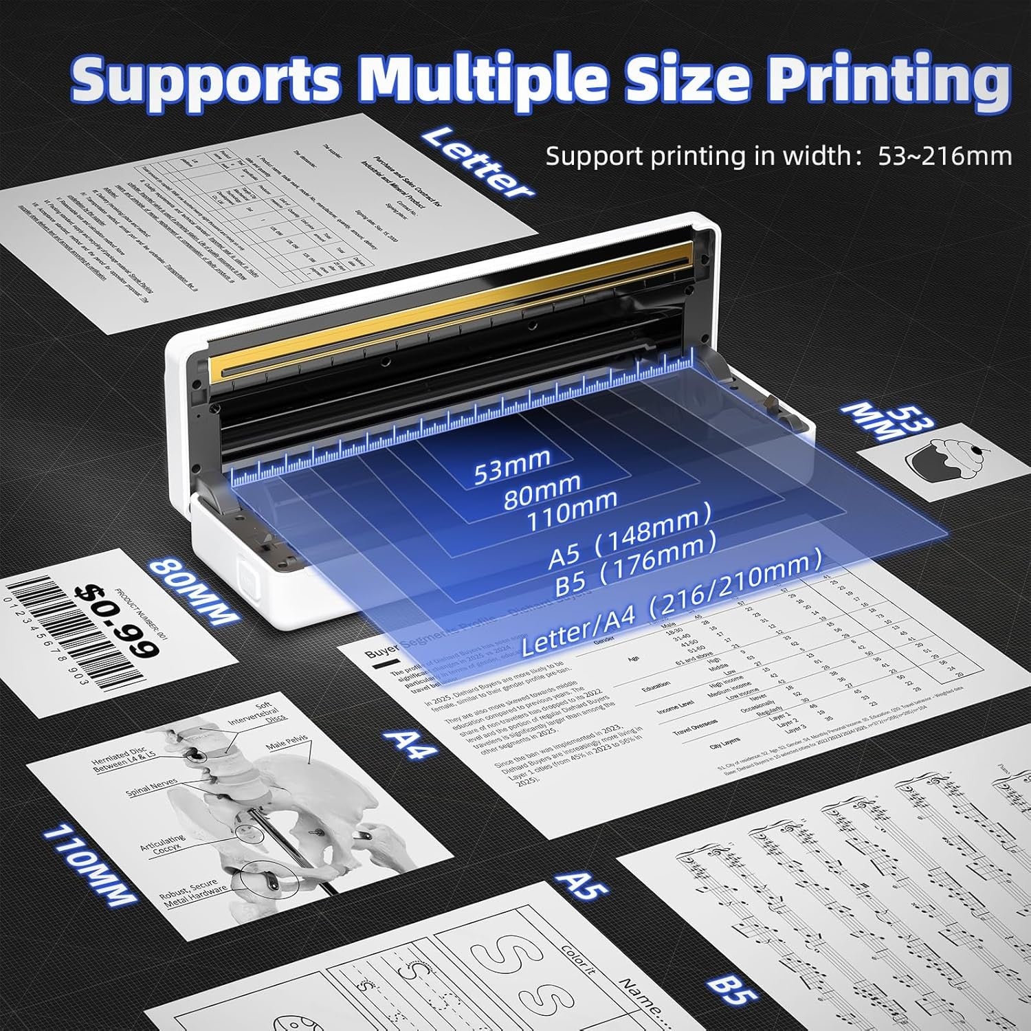 A4 Portable Thermal Printer Bluetooth Inkless