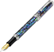 Luxury Natural Abalone Sea Shell Fountain Pen Medium Nib Platinum Blue Ink