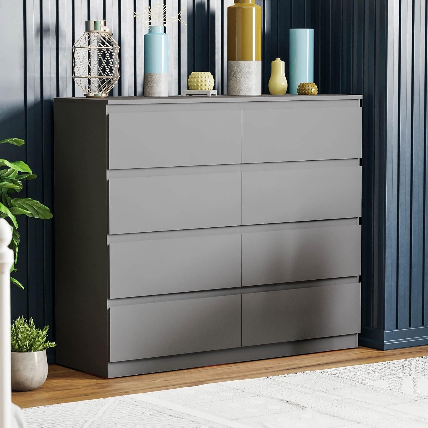 Modern 8 Drawer Chest Storage Unit Grey – Space-Saving, Durable, Wall Mount
