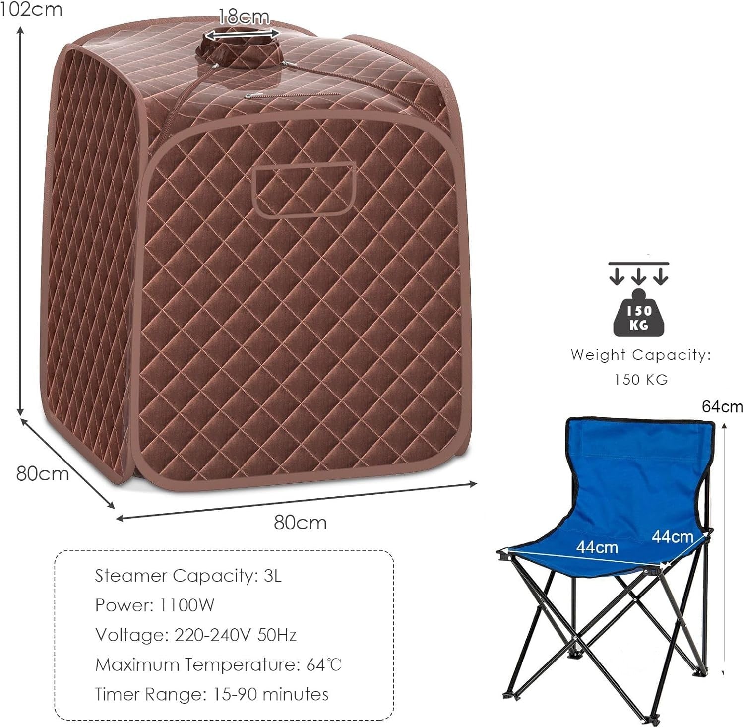 Portable Full Body Steam Sauna Tent – 3L Generator, Remote, Chair & Foot Roller