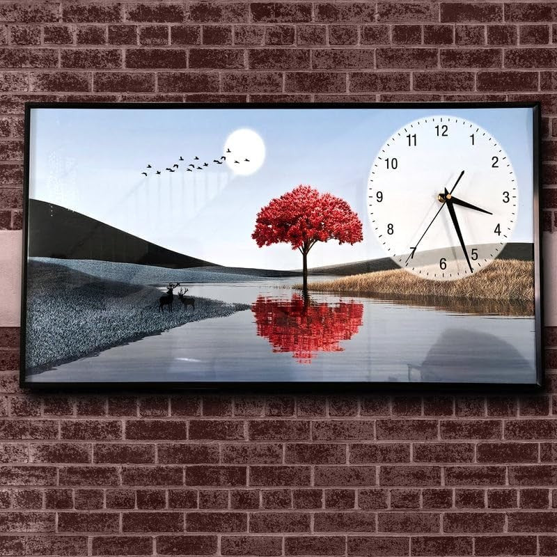 Large Autumn Tree Wall Clock 40x80cm Silent Quartz Modern Home Decor