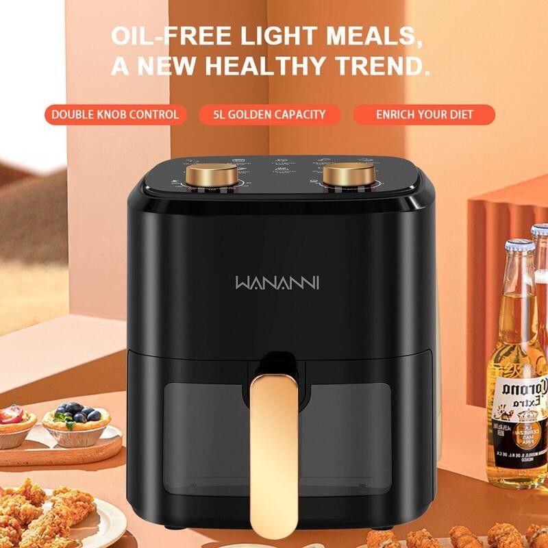 5L Air Fryer Window 1400W Oil-Free Compact Cooker Easy Clean Family Size