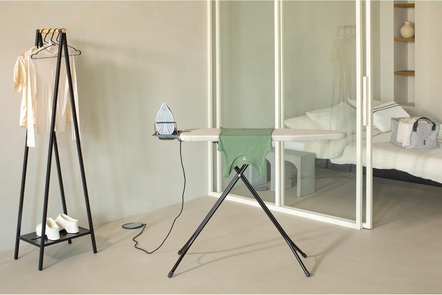 Compact Ironing Board 110x30cm Adjustable Height Stable Steam Iron Rest