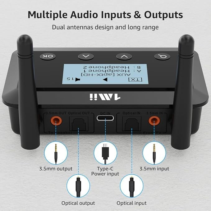 Bluetooth 5.3 Transmitter Receiver Long Range TV