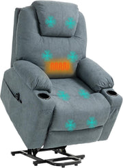 Charcoal Grey Riser Recliner Chair Massage Heat Lift Armchair with Cup Holders