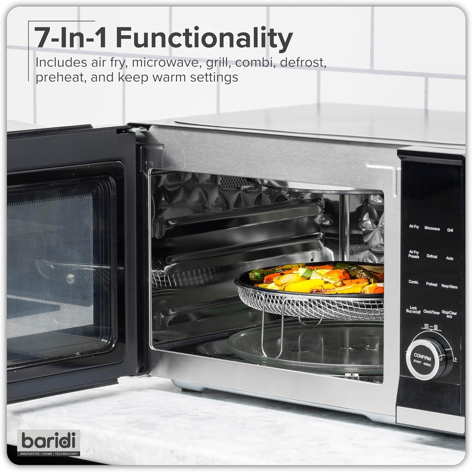 28L Microwave Air Fryer Oven 900W Grill Combo Black
