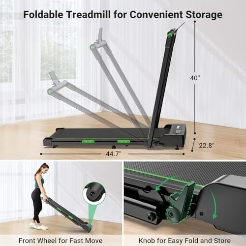 Foldable Treadmill 1-12KM/H Under Desk Walking Pad LED Remote Home Gym