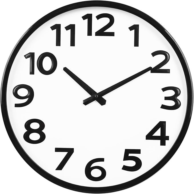 Large 40cm Silent Wall Clock | 3D Numbers | Modern Easy-Read Home Office Decor