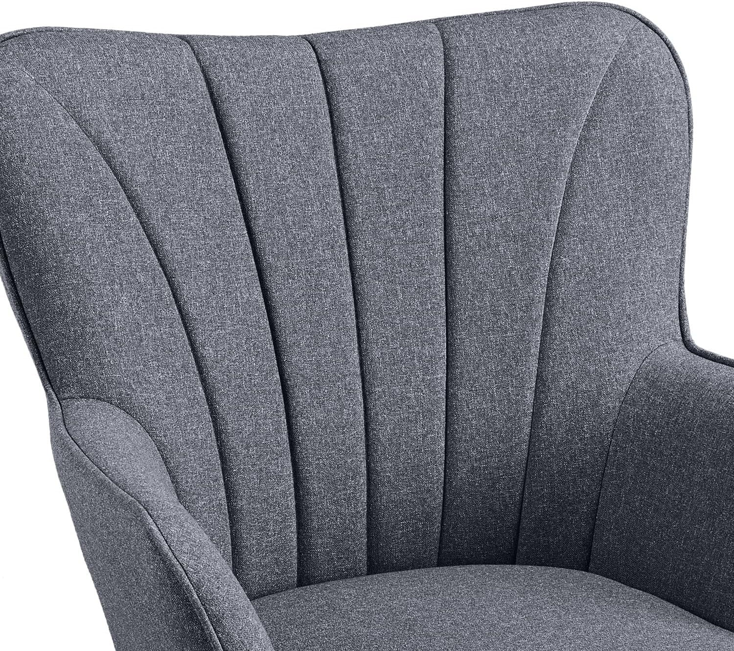 Yaheetech Linen Tub Chair Set of 2, High Back Accent Armchairs Grey
