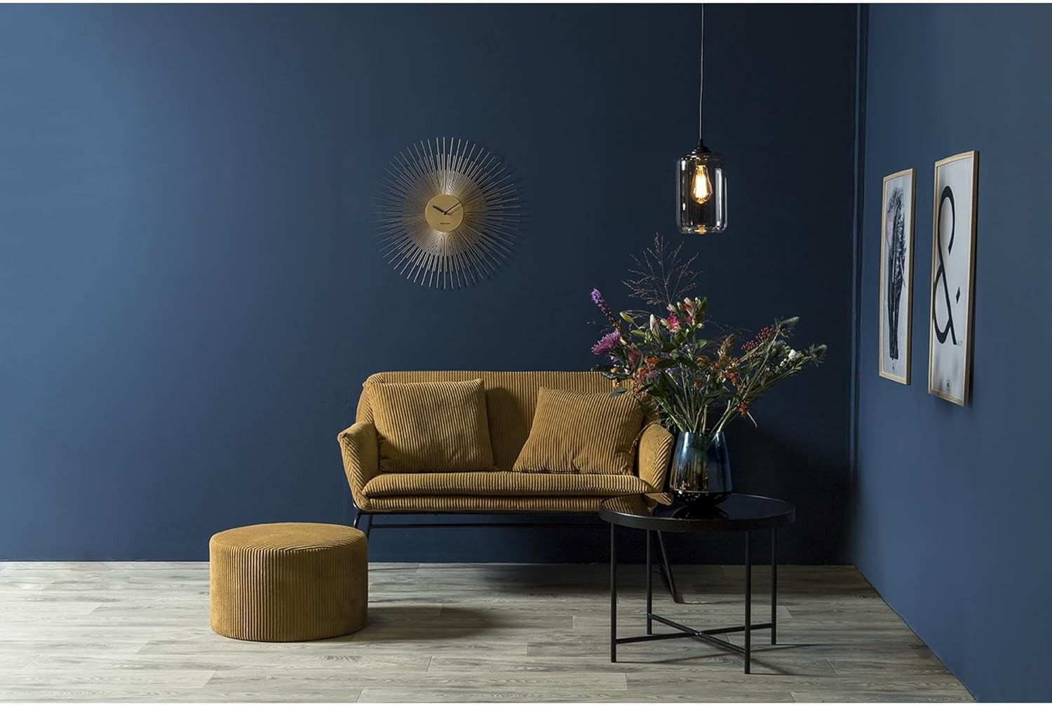 Large Gold Sunburst Wall Clock – Modern Silent Quartz Steel Design 60cm