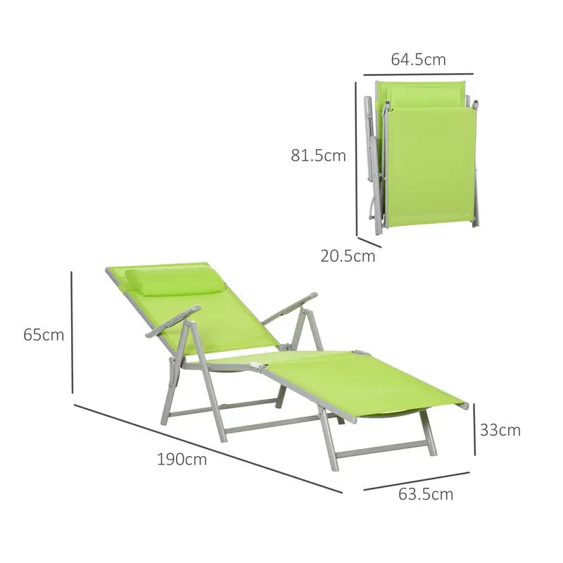 Adjustable Reclining Folding Sun Lounger Chair Outdoor Garden Relaxer
