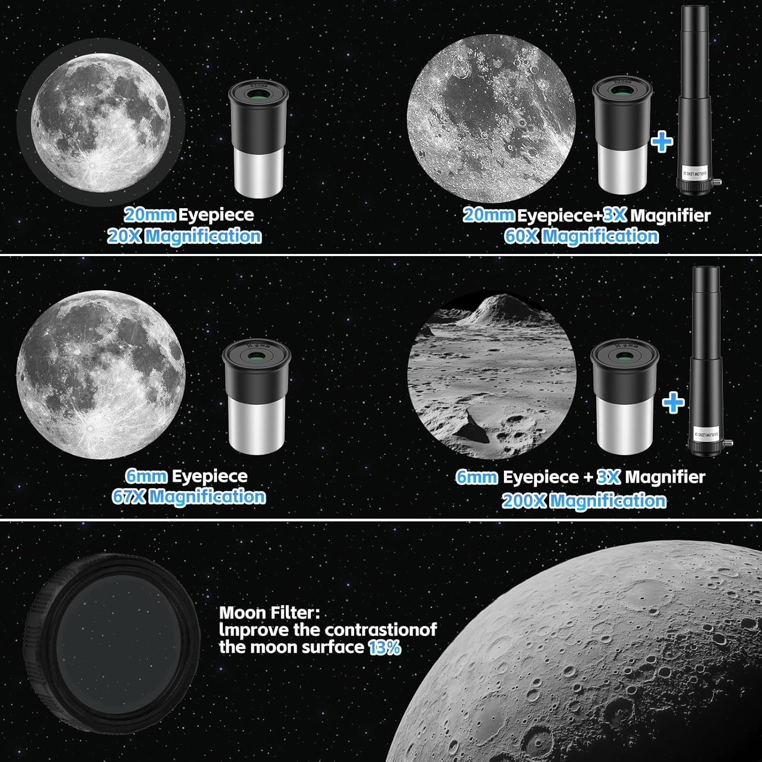 70mm Kids Astronomy Telescope, 400mm, with Phone Holder for Beginners