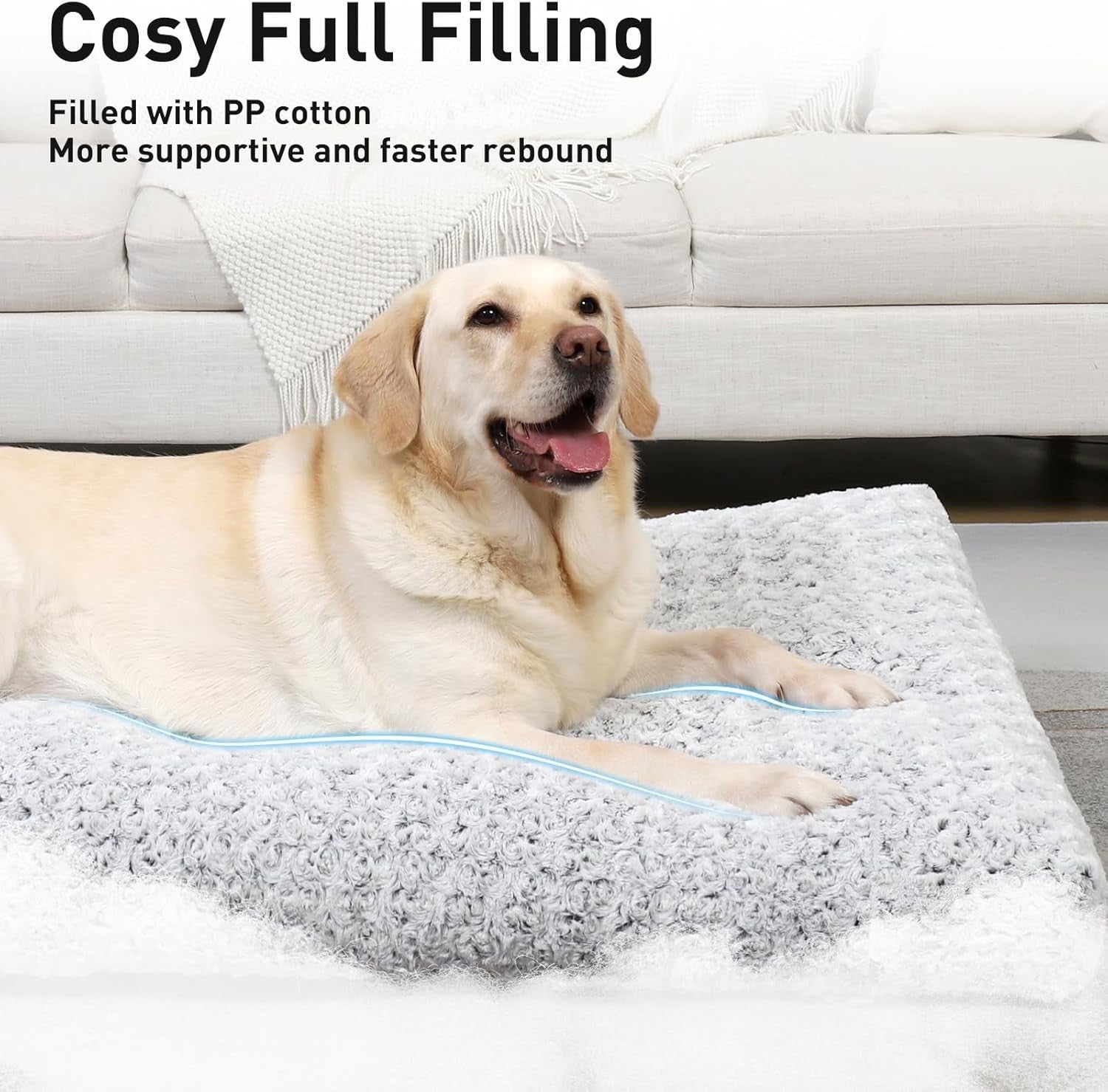 XXL Fluffy Calming Dog Bed Washable Crate Mattress 122x74x10cm