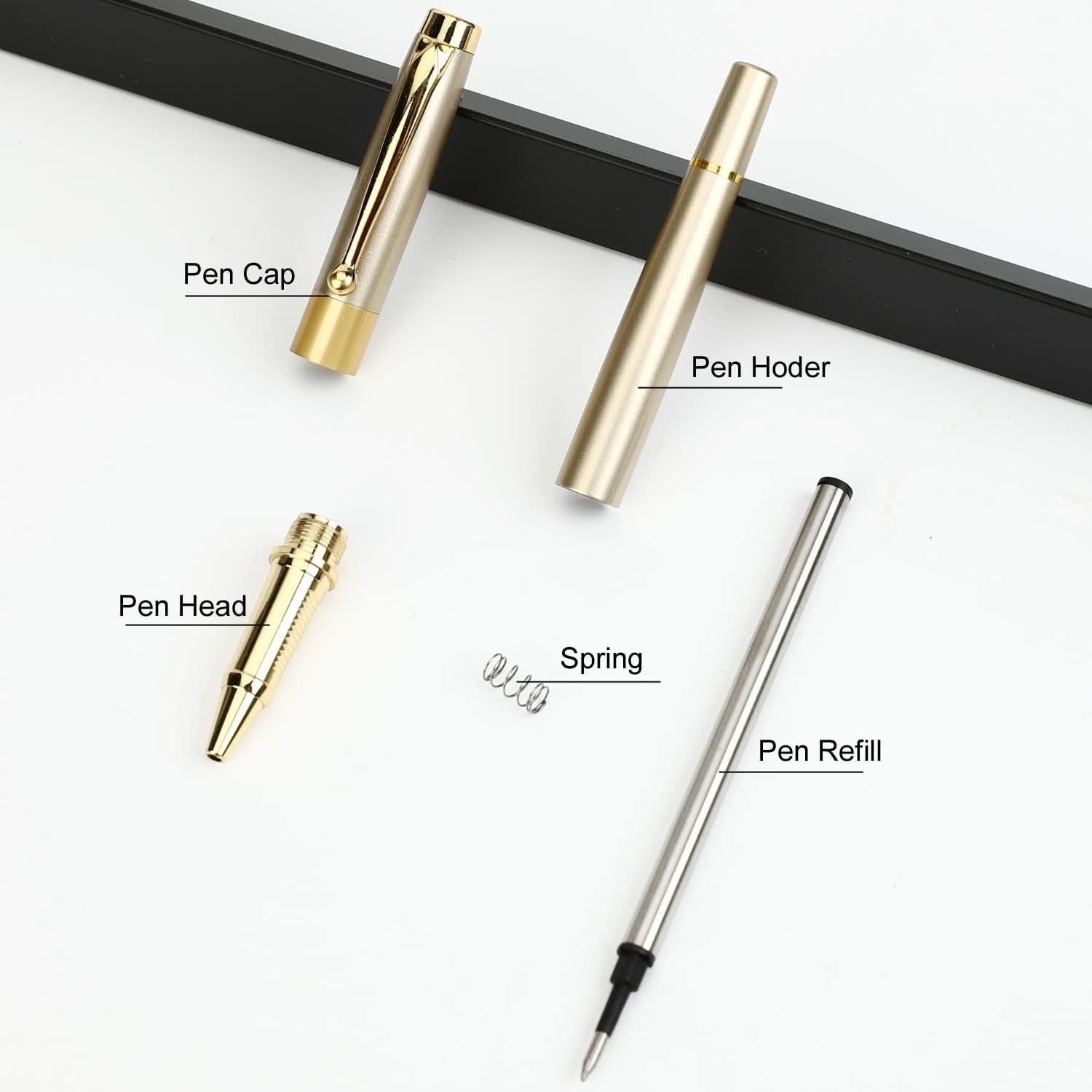 Luxury Gold Ballpoint Pen Medium Point Smooth Writing Black Ink