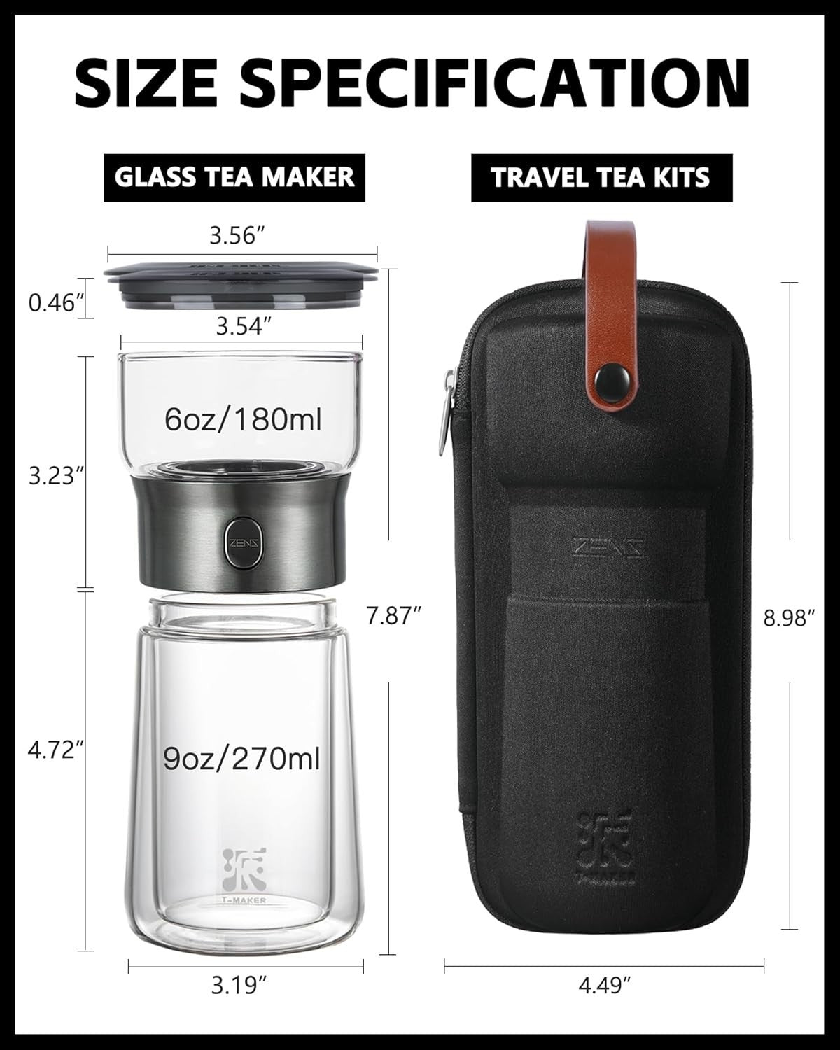 Loose Leaf Tea Maker 270ml One Touch Brewer Glass Infuser Cup Set