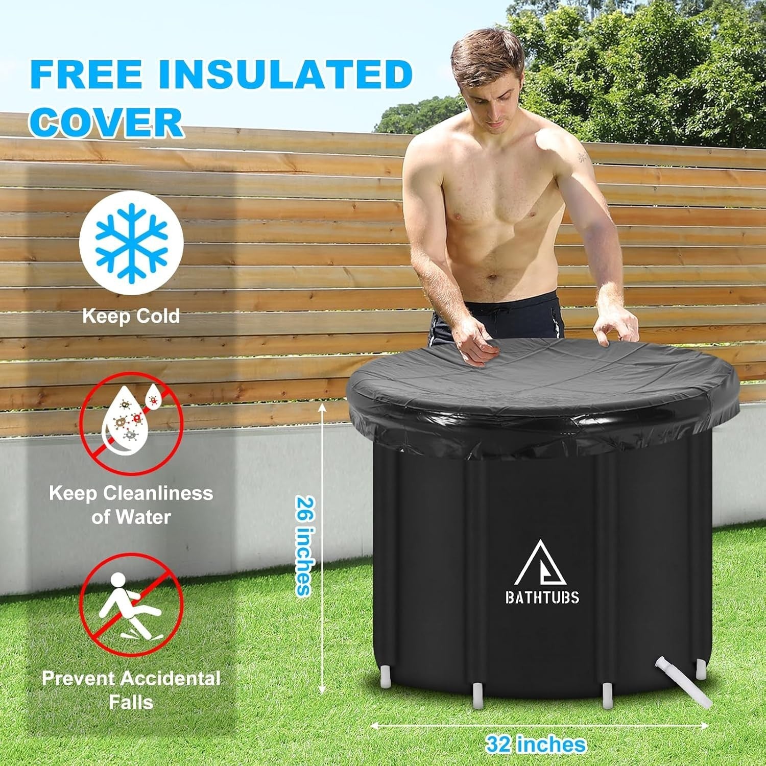 Portable 350L Ice Bath Recovery Tub Cold Plunge Spa for Athletes Muscle Therapy