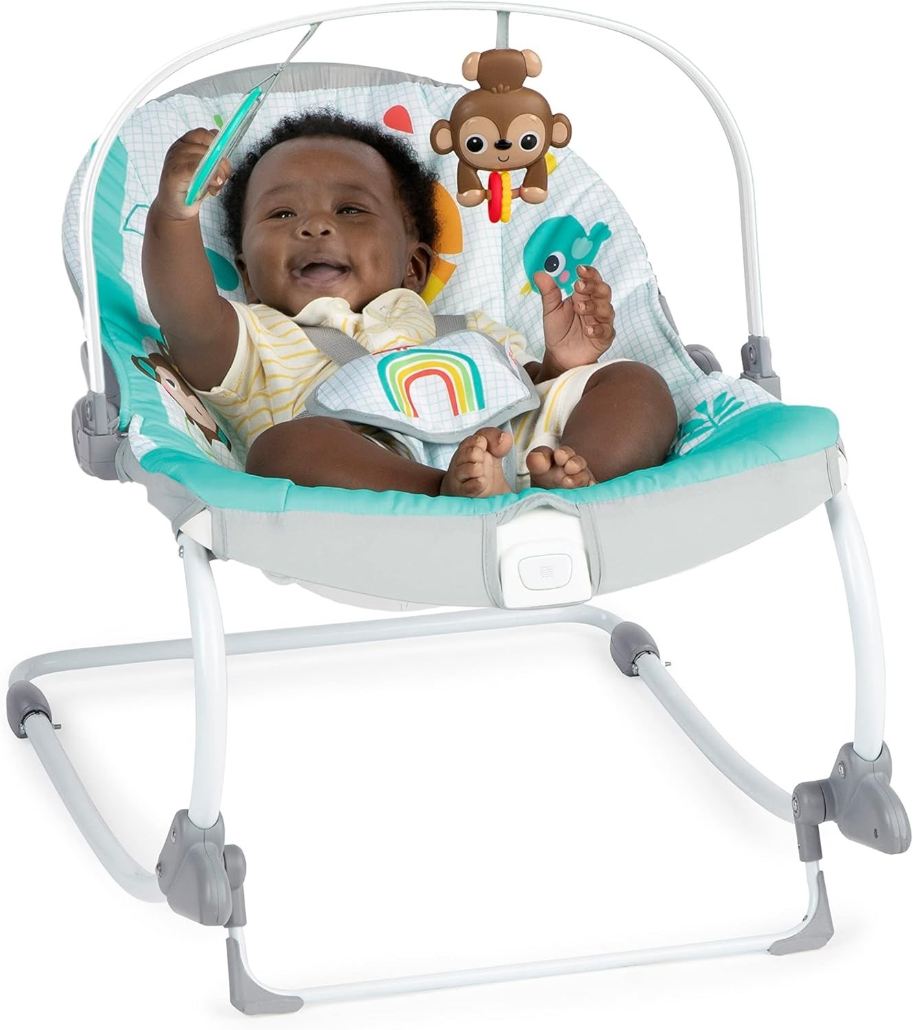 Compact Baby Swing Rocker Vibration Recline Toy Bar Seat Toddler Green