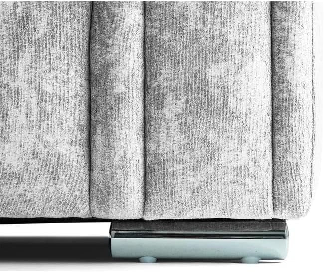 Silver Chenille 4 Seater Left Hand Corner Sofa Bed with Footstool