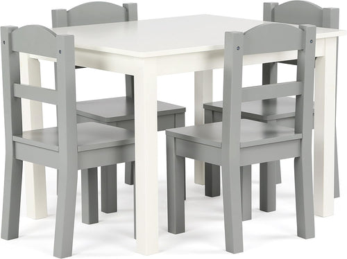 Kids Wooden Table & 4 Chairs Set for Learning, Play, Meals – Easy Clean