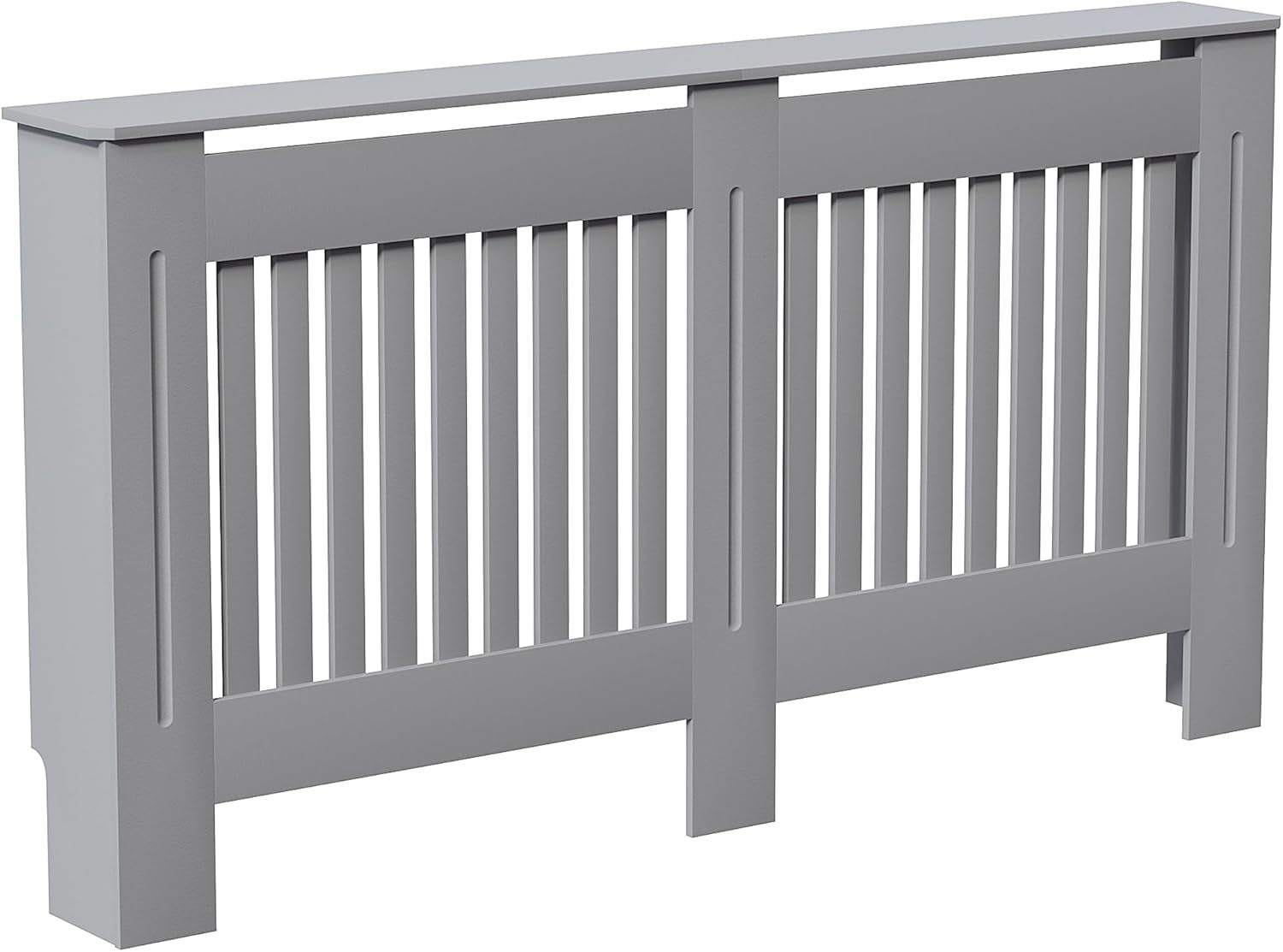 Large Olive Grey Radiator Cover | Modern Slatted MDF Heater Cabinet with Shelf