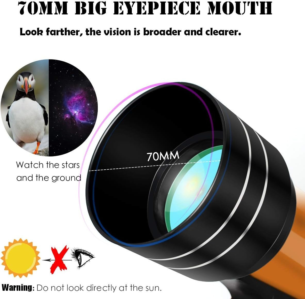 Kids Space Astronomical Telescope 70mm Refractor with Tripod Yellow