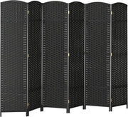 Black 6 Panel Folding Room Divider – Freestanding Privacy Screen for Home Office