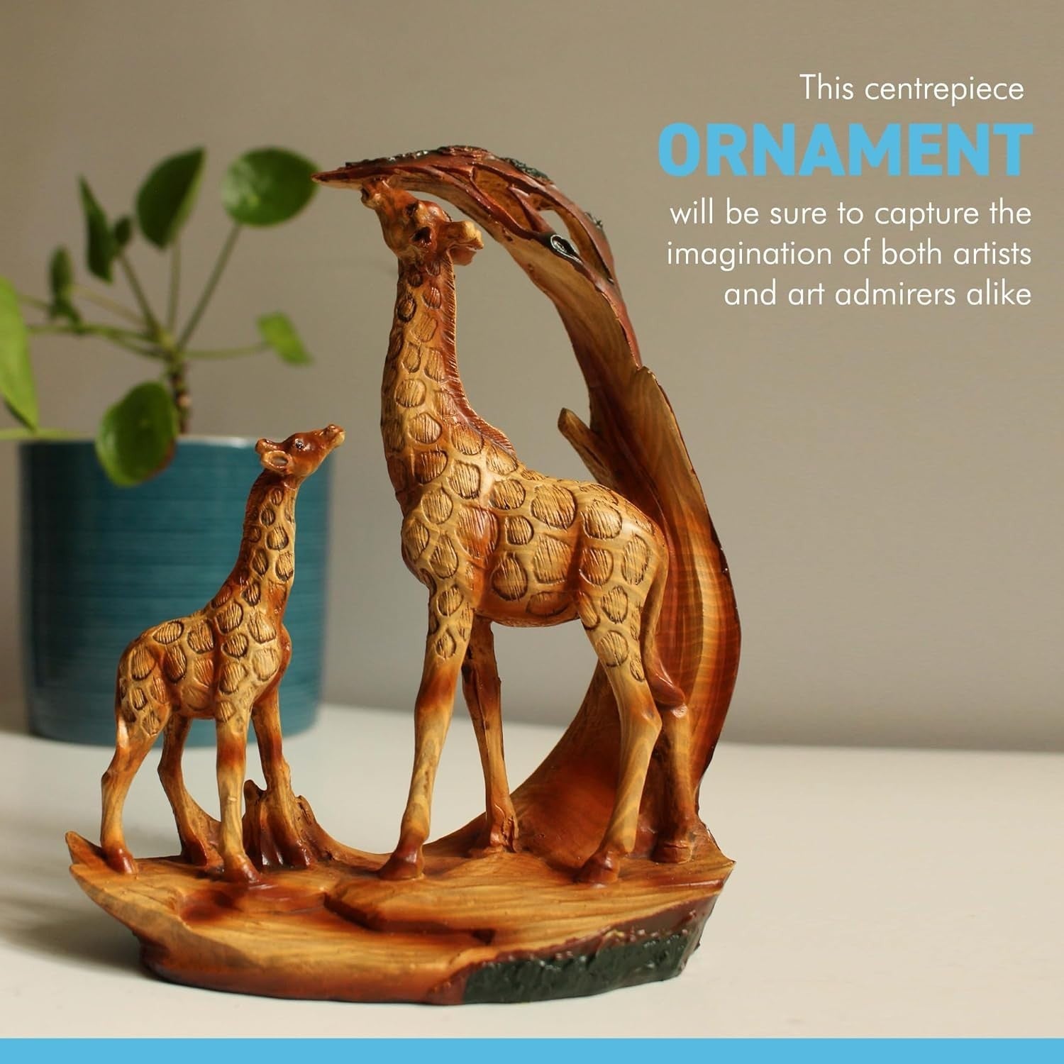 Giraffe & Calf Ornament 18cm Resin African Wildlife Sculpture Rustic Home Decor