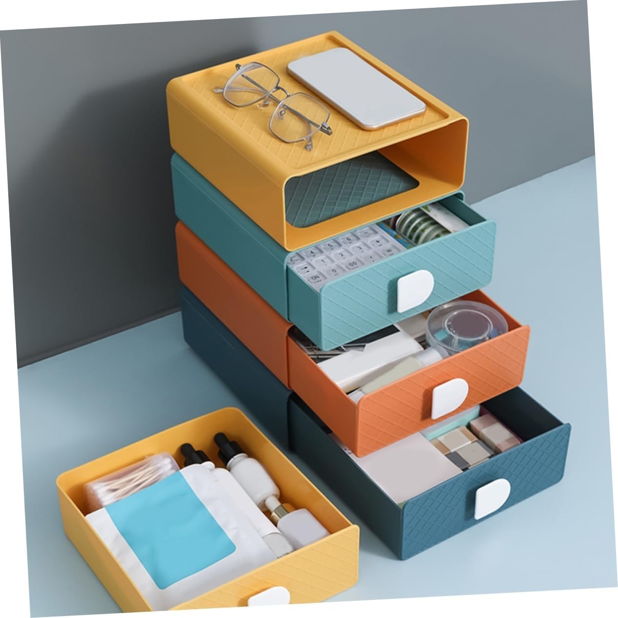 Desk Organizer Drawer Storage Box Stationery Makeup Holder 4-Tier