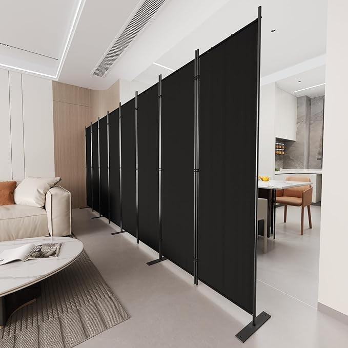 8-Panel 6FT Folding Room Divider Black Privacy Screen Partition Wall Office