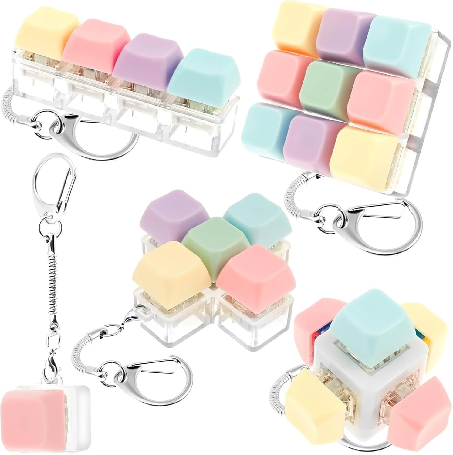 5PCS Keyboard Fidget Clicker Toy LED Keychain Stress Relief