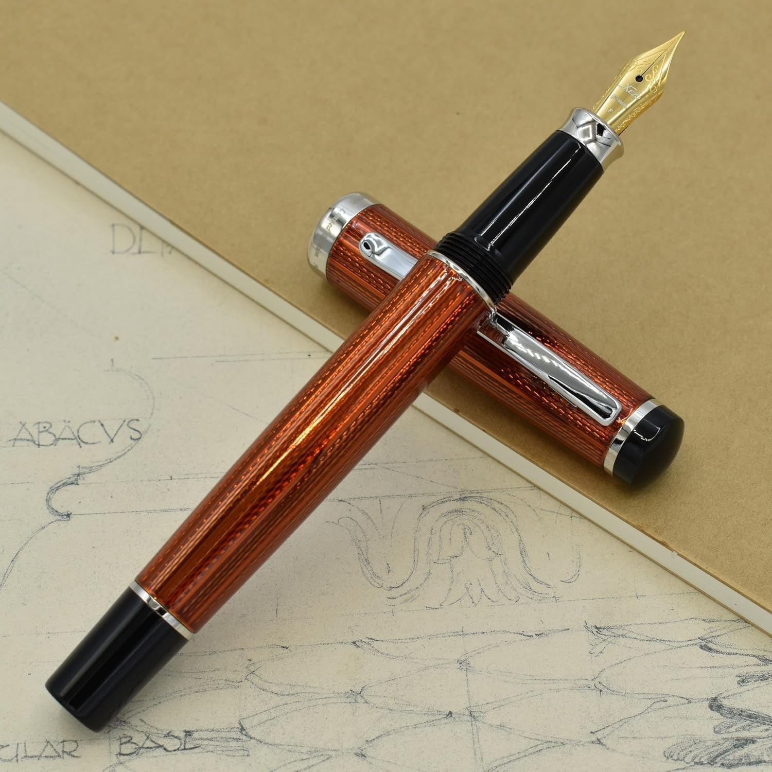 Limited Edition Luxury Fountain Pen Fine Nib Platinum Trim Gift Set