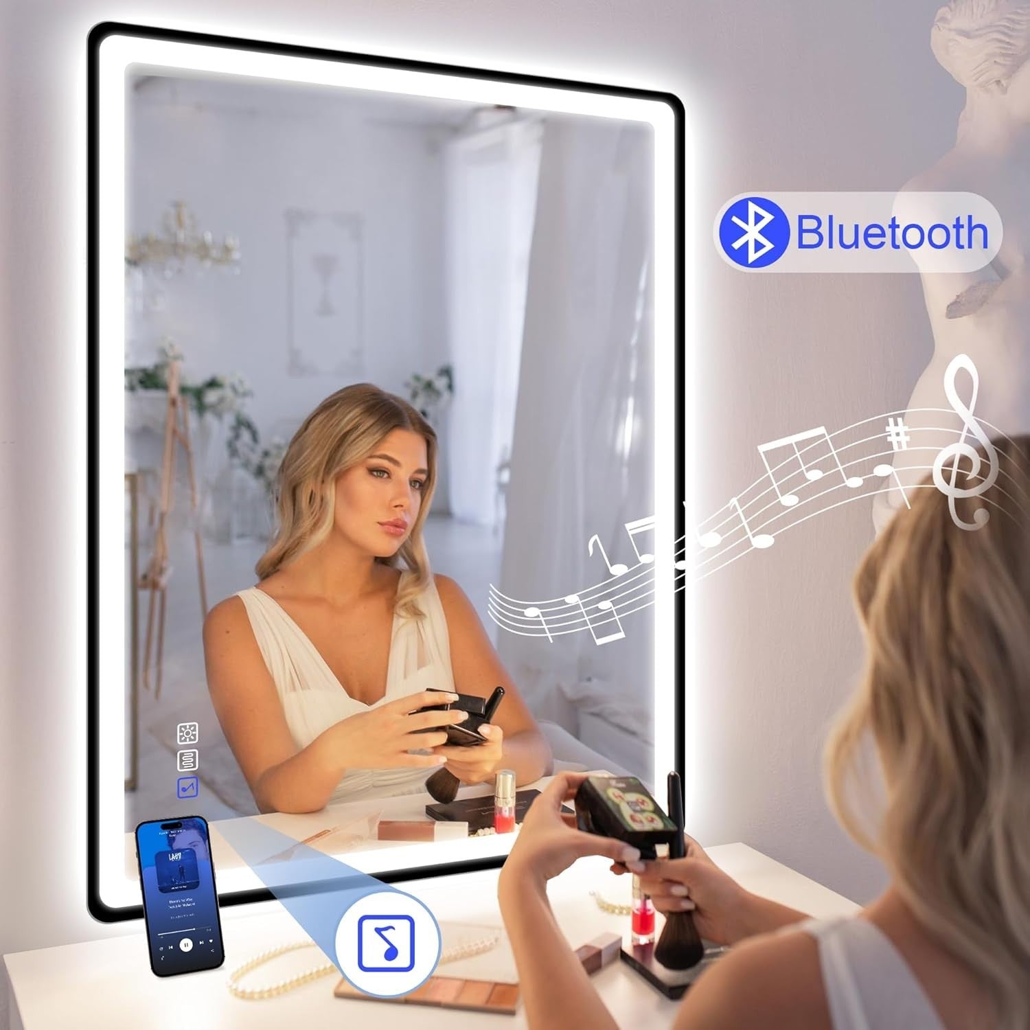 LED Bathroom Mirror 70x100 cm Bluetooth, Anti-Fog, Dimmable, Memory